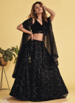 Velvet Black Party Wear Sequins Work Lehenga Choli